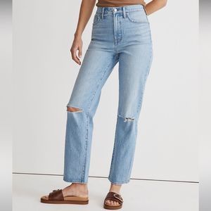 Madewell NWT “The Perfect Vintage” Straight Jeans High Rise Size 33 WestannaWash